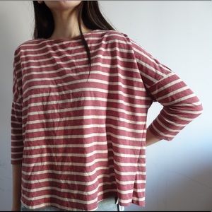 TOPSHOP FADED RED STRIPE 3/4 top
